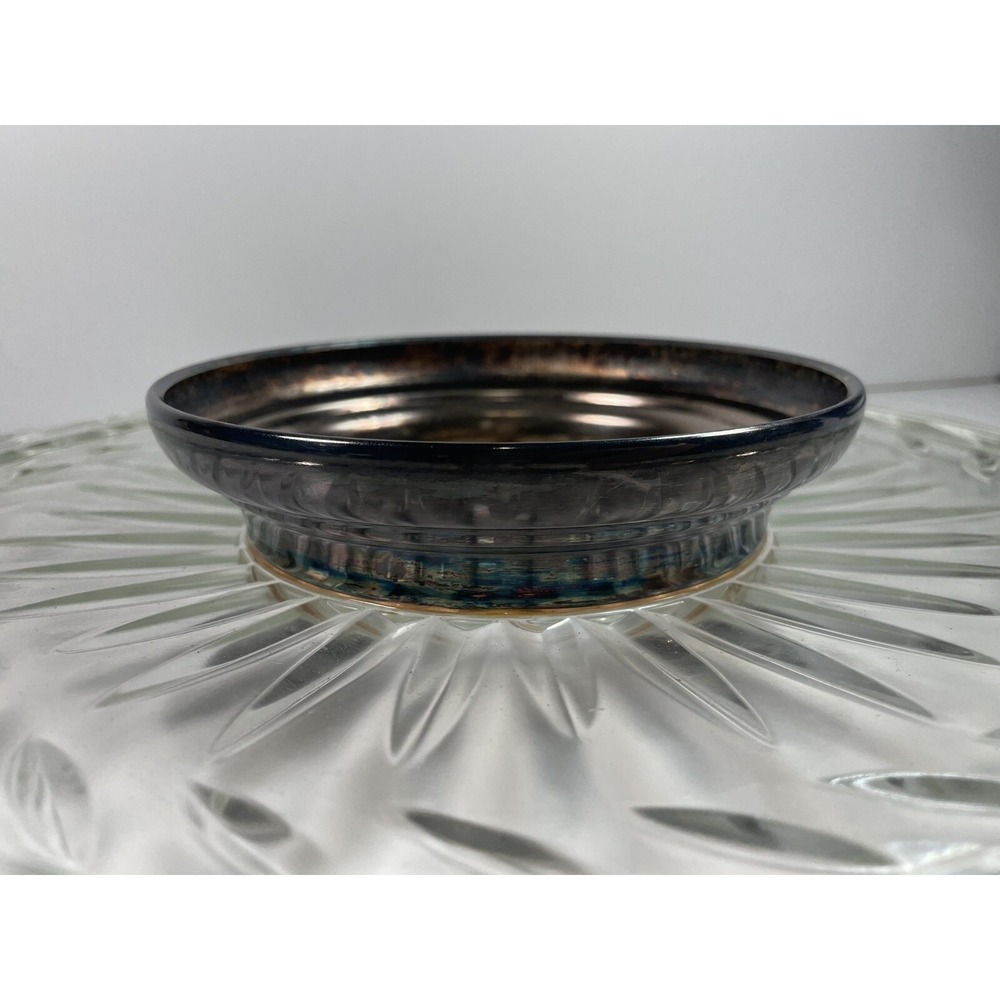 Vintage Cake Plate 13 1/2" Diameter Plate With A Silver Played Base In Original - Picture 9 of 11